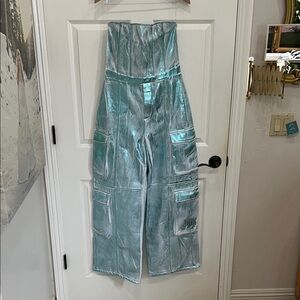 NWT Strapless Metallic Foil Jumpsuit XL